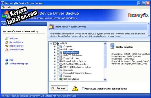 Key generator (keygen) Free Device Driver Backup