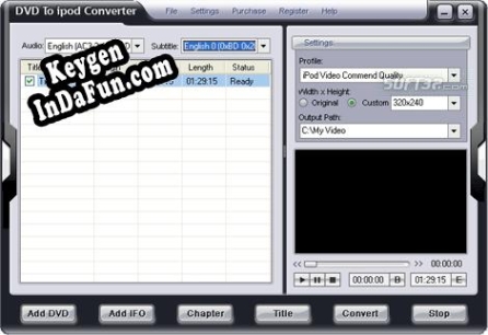 Registration key for the program Free Eztoo DVD To iPod Converter downloa