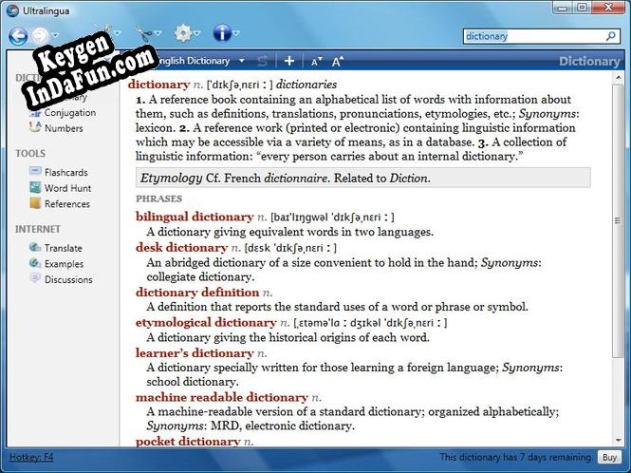 Activation key for French-English Collins Pro Dictionary for Windows