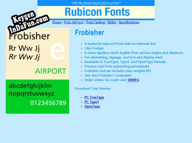 Key generator for Frobisher Font TT