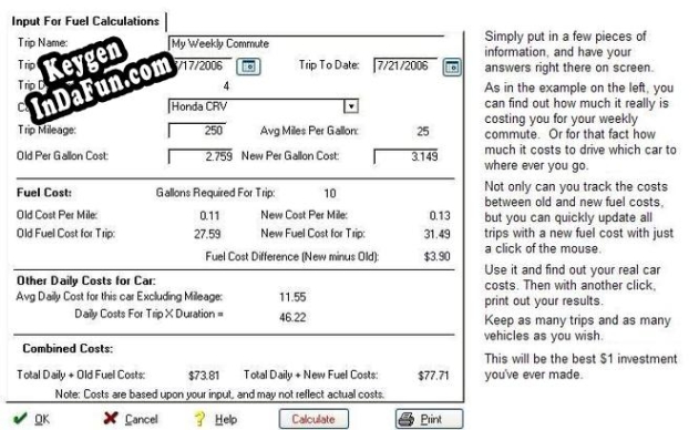 Key generator (keygen) Fuel Calculator