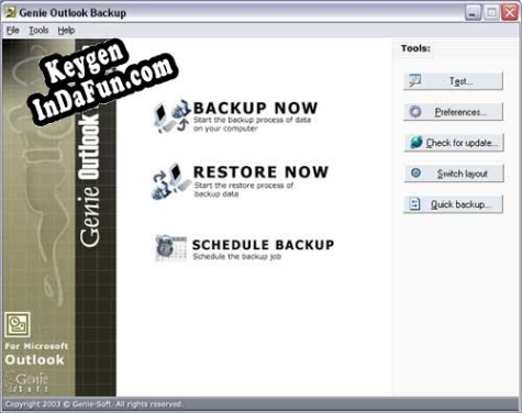 Key generator (keygen) Genie Outlook Backup