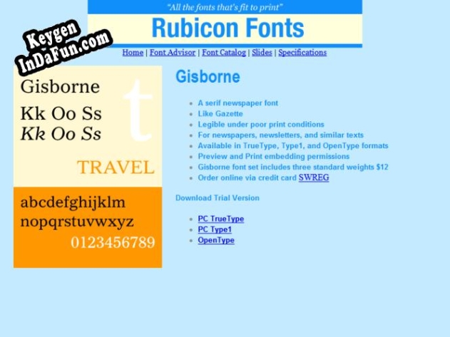 Gisborne Font TT key free