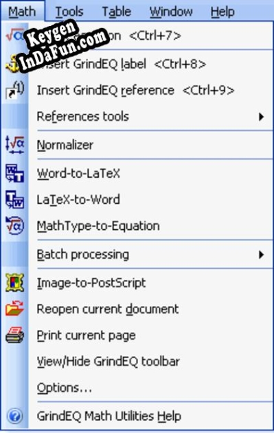 GrindEQ Word-to-LaTeX serial number generator
