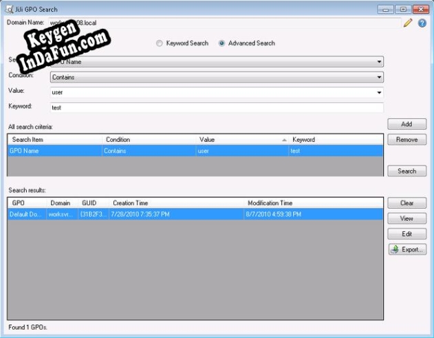 Group Policy Object Search Tool Key generator