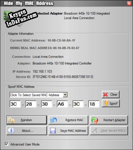 Key generator for Hide My MAC Address