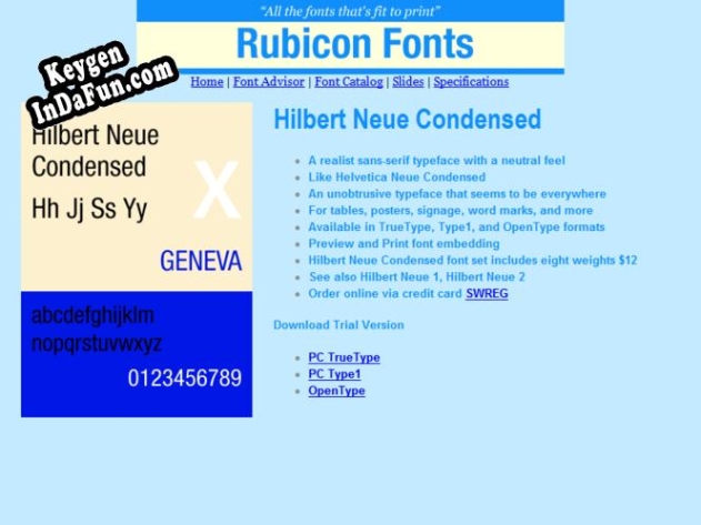 Key generator (keygen) Hilbert Neue Condensed Font Type1