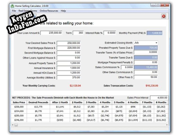 Home Selling Calculator key free