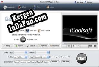 Registration key for the program iCoolsoft DVD Ripper for Mac