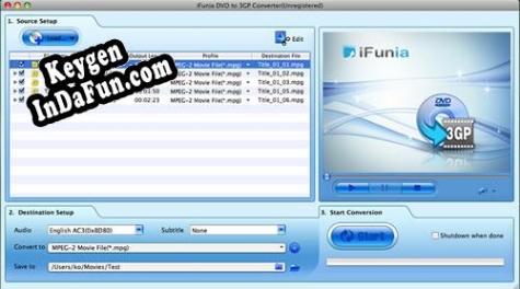 Free key for iFunia DVD to 3GP Converter for Mac
