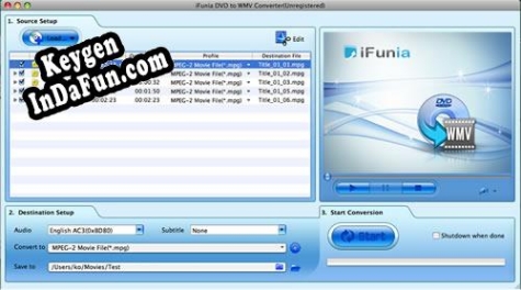 iFunia DVD to WMV Converter for Mac serial number generator