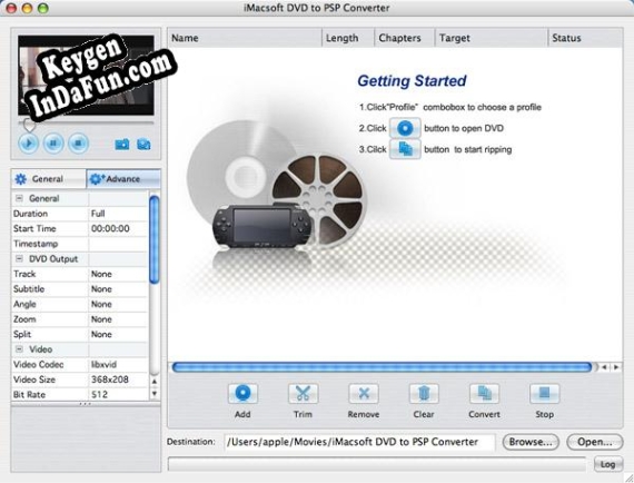 Activation key for iMacsoft DVD to PSP Converter for Mac