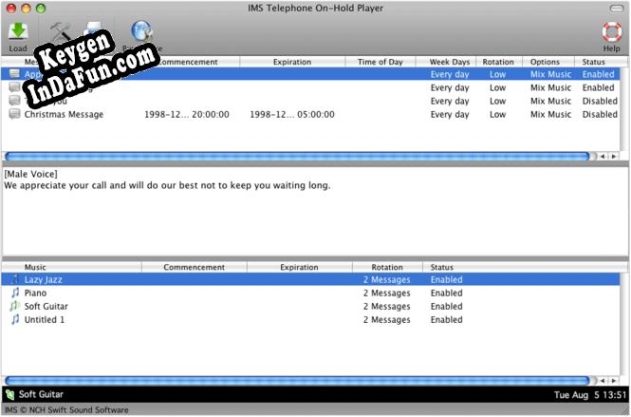 Activation key for IMS Telephone On-Hold Player for Mac