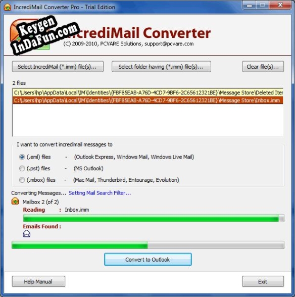 Free key for IncrediMail Email Export Tool