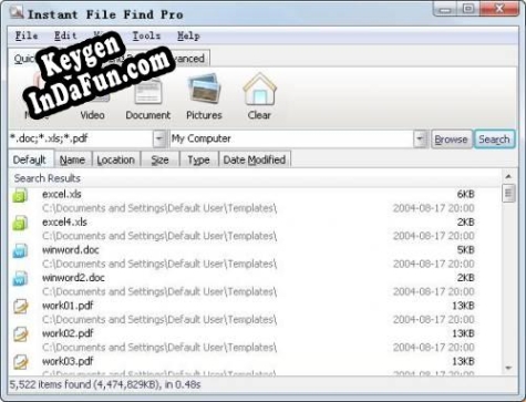 Key generator (keygen) Instant File Find