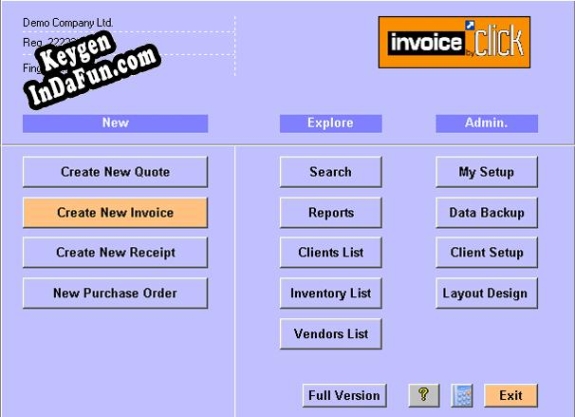 Registration key for the program Invoice by Click- Invoicing software