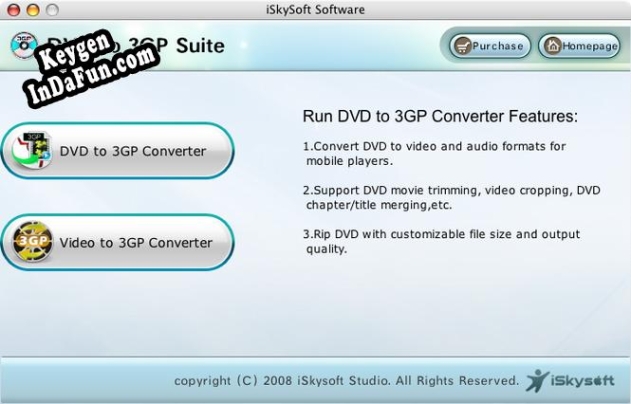 Activation key for iSkysoft DVD to 3GP Suite for Mac