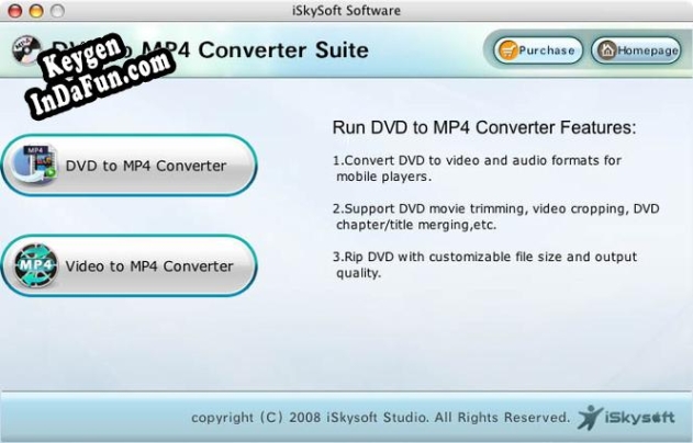 iSkysoft MP4 Converter Suite for Mac Key generator