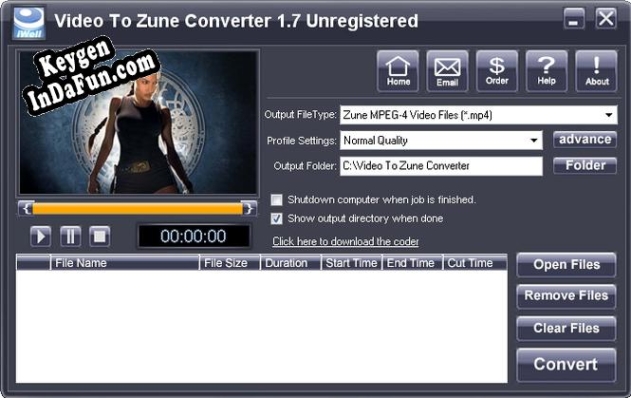 Registration key for the program iWellsoft Video to Zune Converter