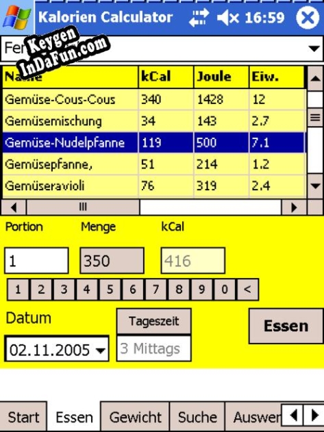 Kalorien Calculator key free