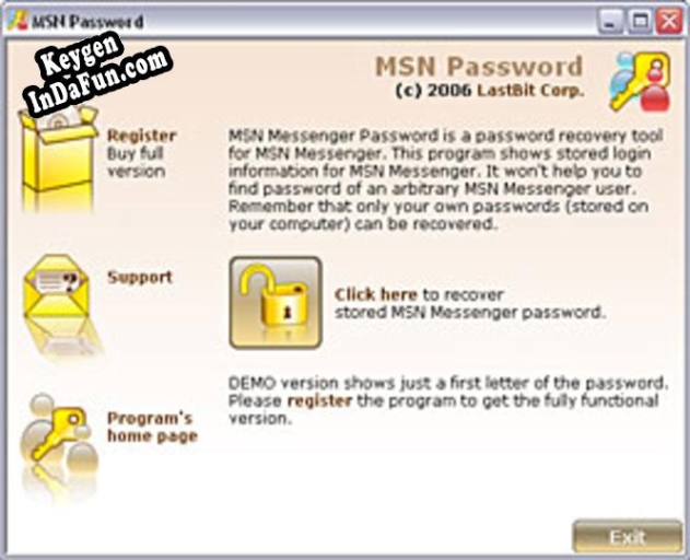 LastBit MSN Messenger Password Recovery key free