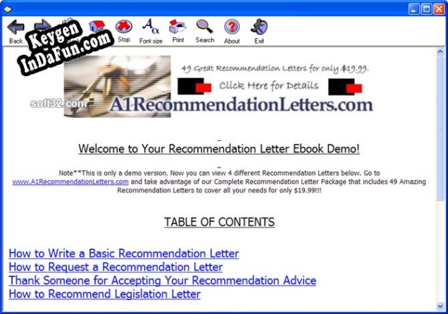 Activation key for Letter Of Recommendation Sample
