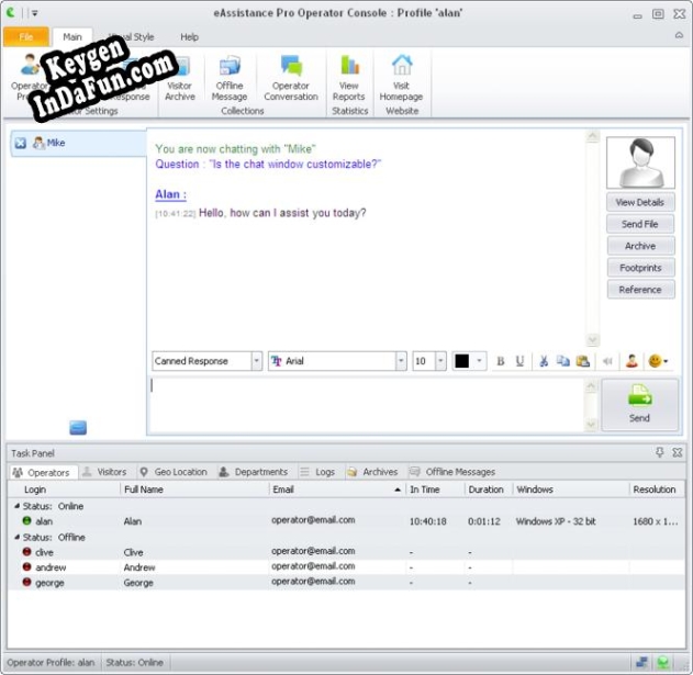 Registration key for the program Live Help Tool