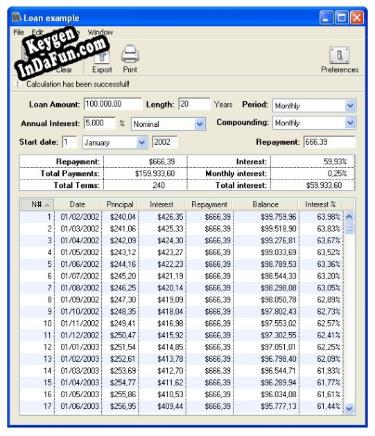 Loan Calc serial number generator