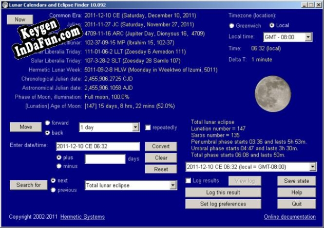 Lunar Calendars and Eclipse Finder key free
