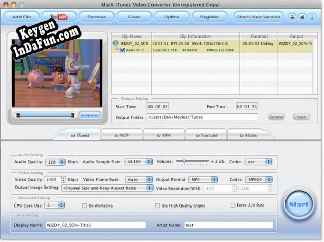 Activation key for MacX iTunes Video Converter