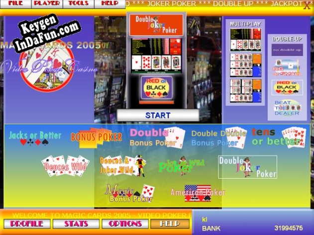 Registration key for the program Magic Cards 2005 - Video Poker Edition