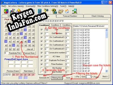Registration key for the program Magic Lottery