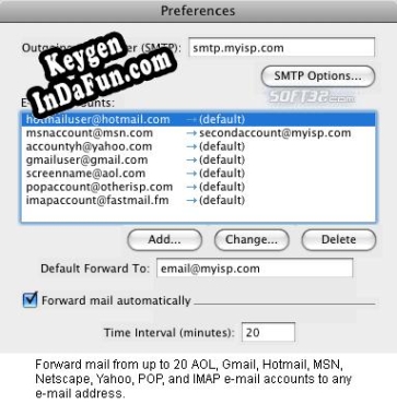 Registration key for the program Mail Forward