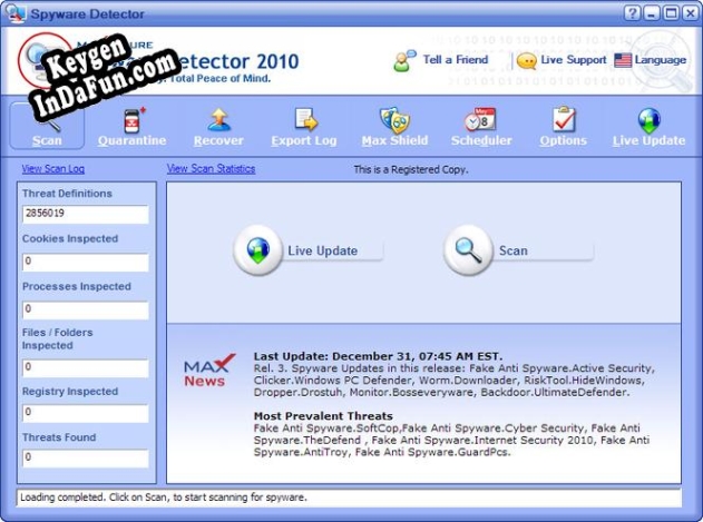 Activation key for Max Secure Spyware Detector