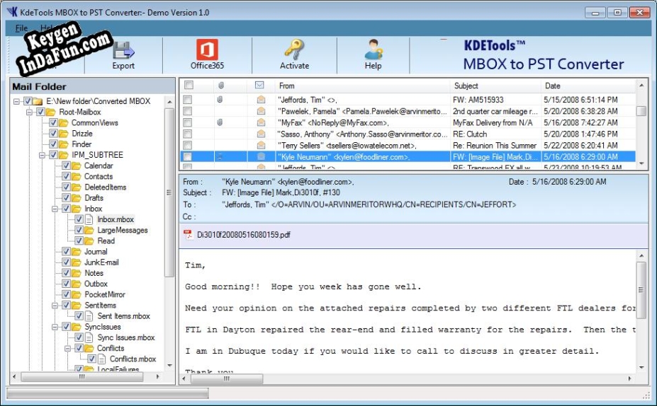 Registration key for the program MBOX to PST Converter