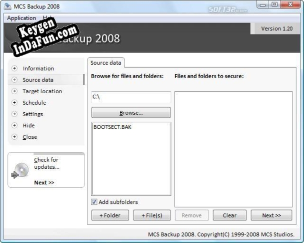 MCS Backup 2008 key free