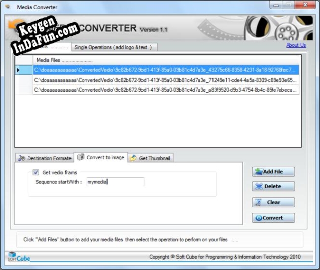 Registration key for the program Media Converter Convert media file to any formate