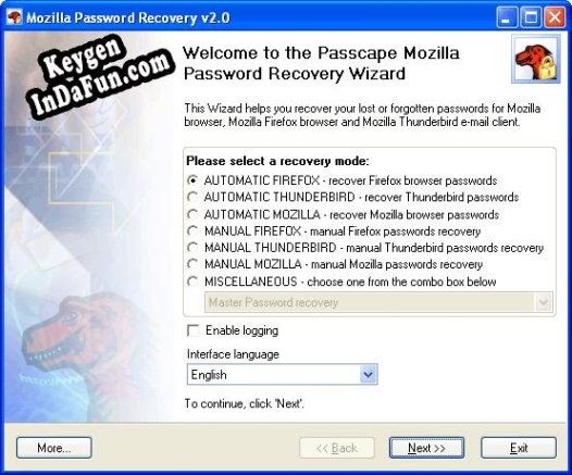 Activation key for Mozilla Password Recovery