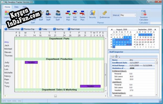 Key generator (keygen) My Vacation Tracker