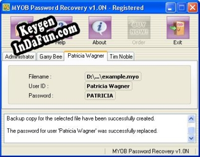 MYOB Password Recovery Key generator