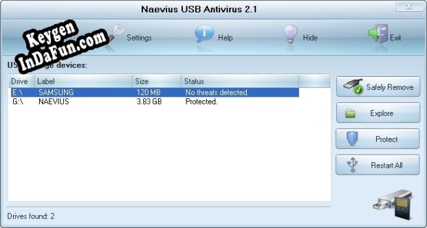 Activation key for Naevius USB Antivirus