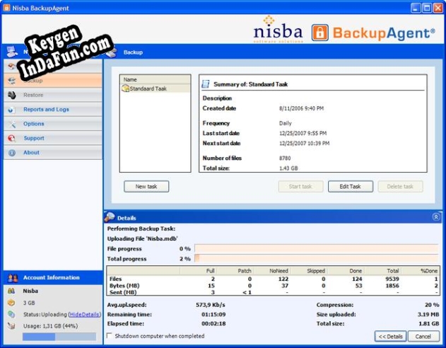 Nisba BackupAgent 3GB subscription serial number generator
