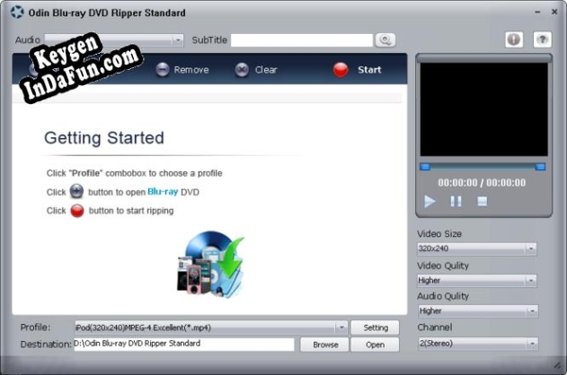 Registration key for the program Odin Blue Ray DVD Ripper Standard