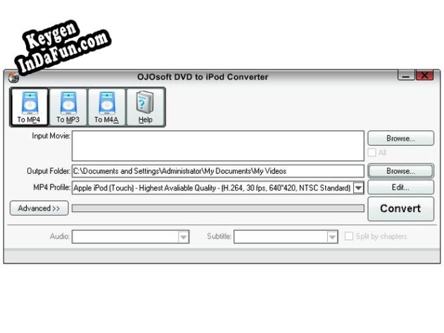 Registration key for the program OJOsoft DVD to iPod Converter