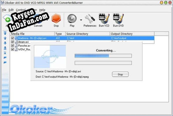 Okoker AVI to DVD MPEG Converter&Burner key generator