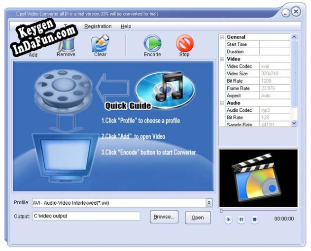 Opell iPod PSP 3GP MP4 Video Converter serial number generator