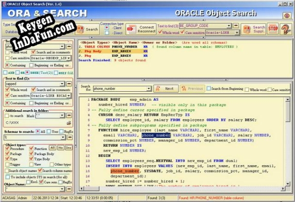 ORACLE Object Search key free