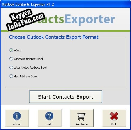 Registration key for the program Outlook Contacts to vCard