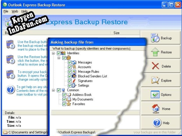 Key generator (keygen) Outlook Express Backup Restore
