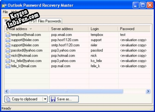 Outlook Password Recovery Master key free